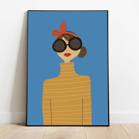 Het meisje met een zonnebril - kinderkamer poster