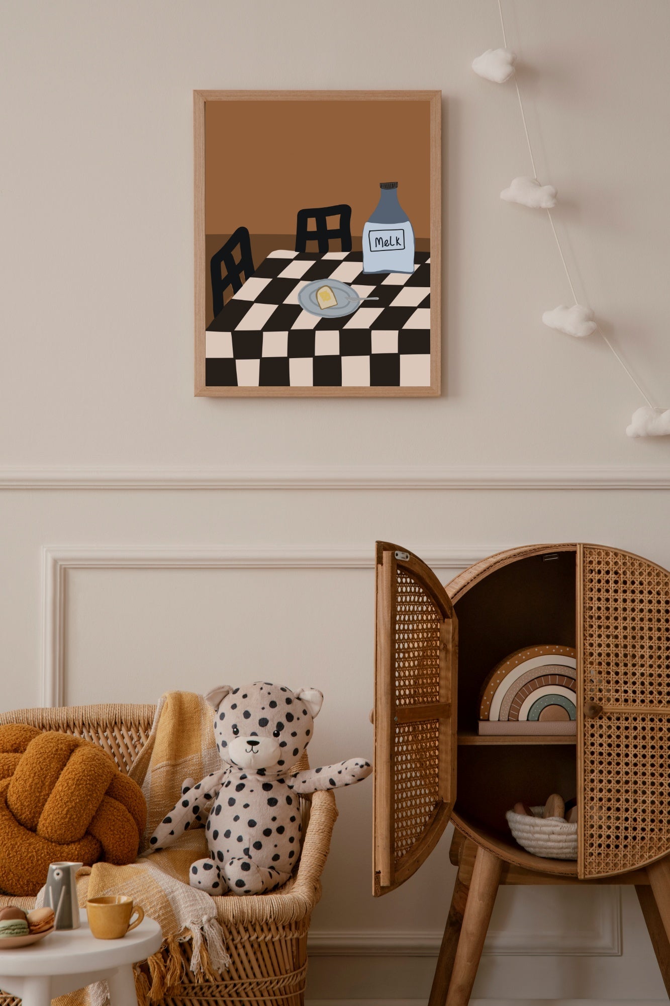 poster babykamer modern warme tint gezelig kinderkamer