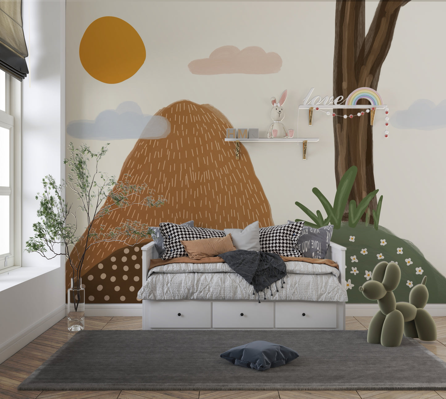 Vrolijke bergen - Fotobehang