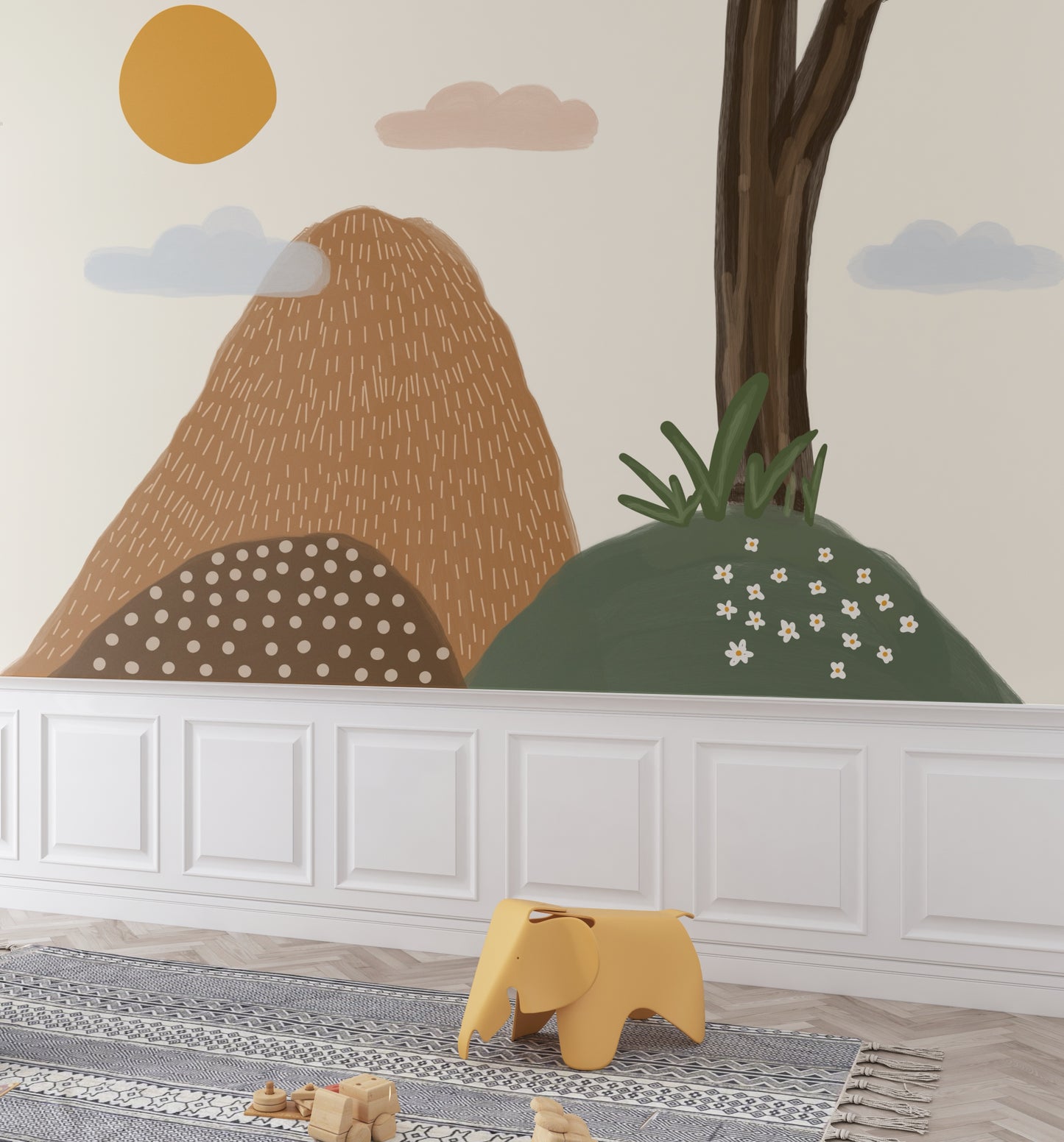 Vrolijke bergen - Fotobehang