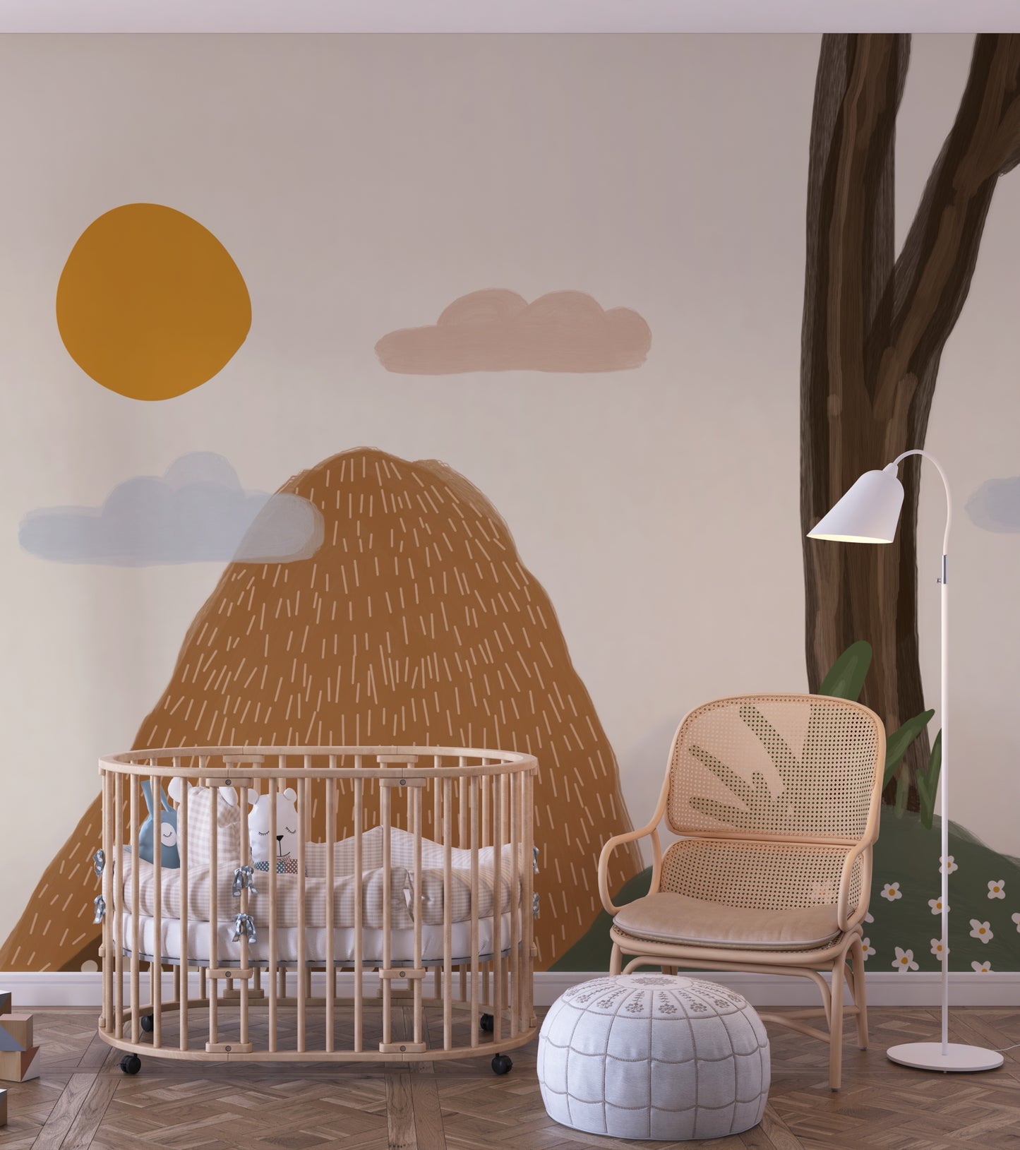 Vrolijke bergen - Fotobehang