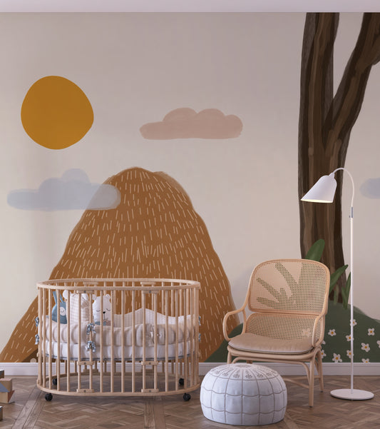 Vrolijke bergen - Fotobehang