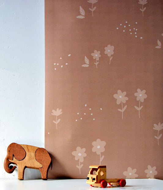 Behang bloemen monochrome