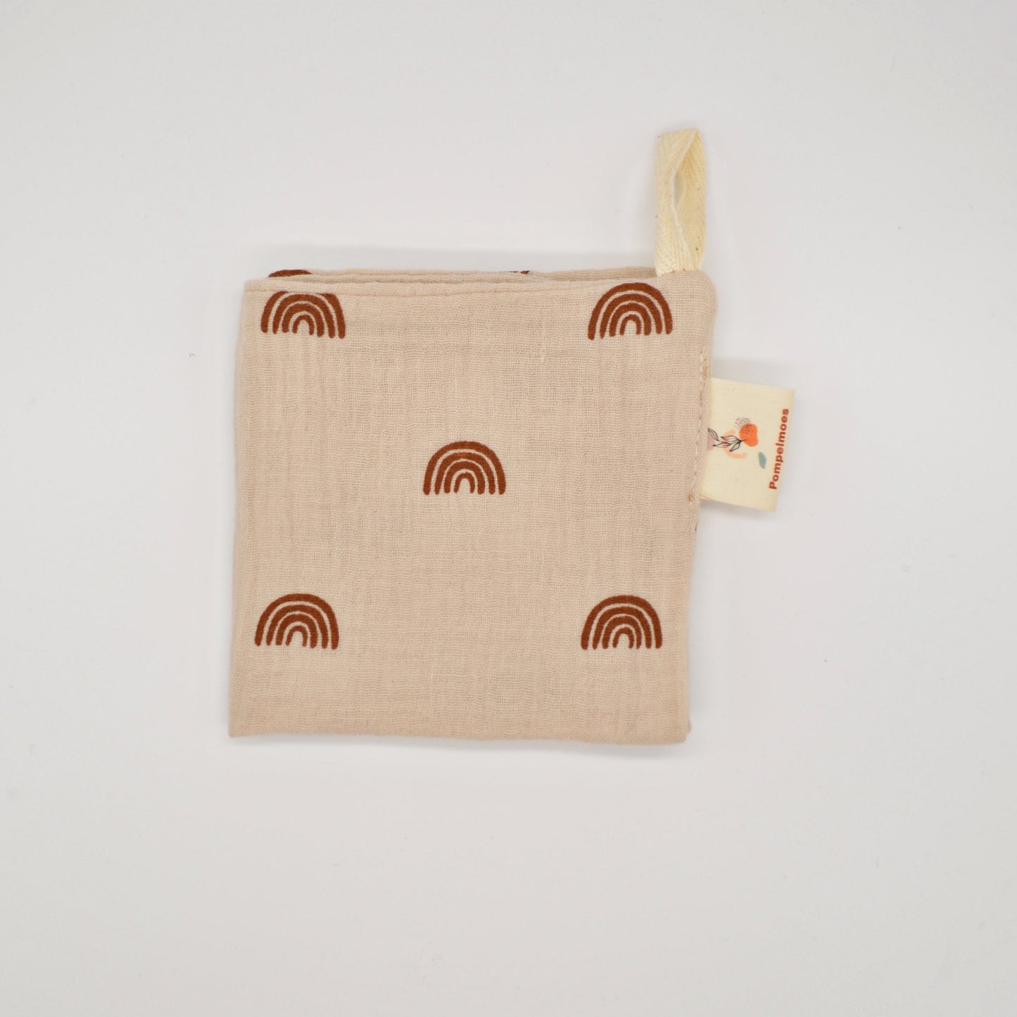 Vierkant Hydrofiele speendoekje - Beige met roest regenboogjes