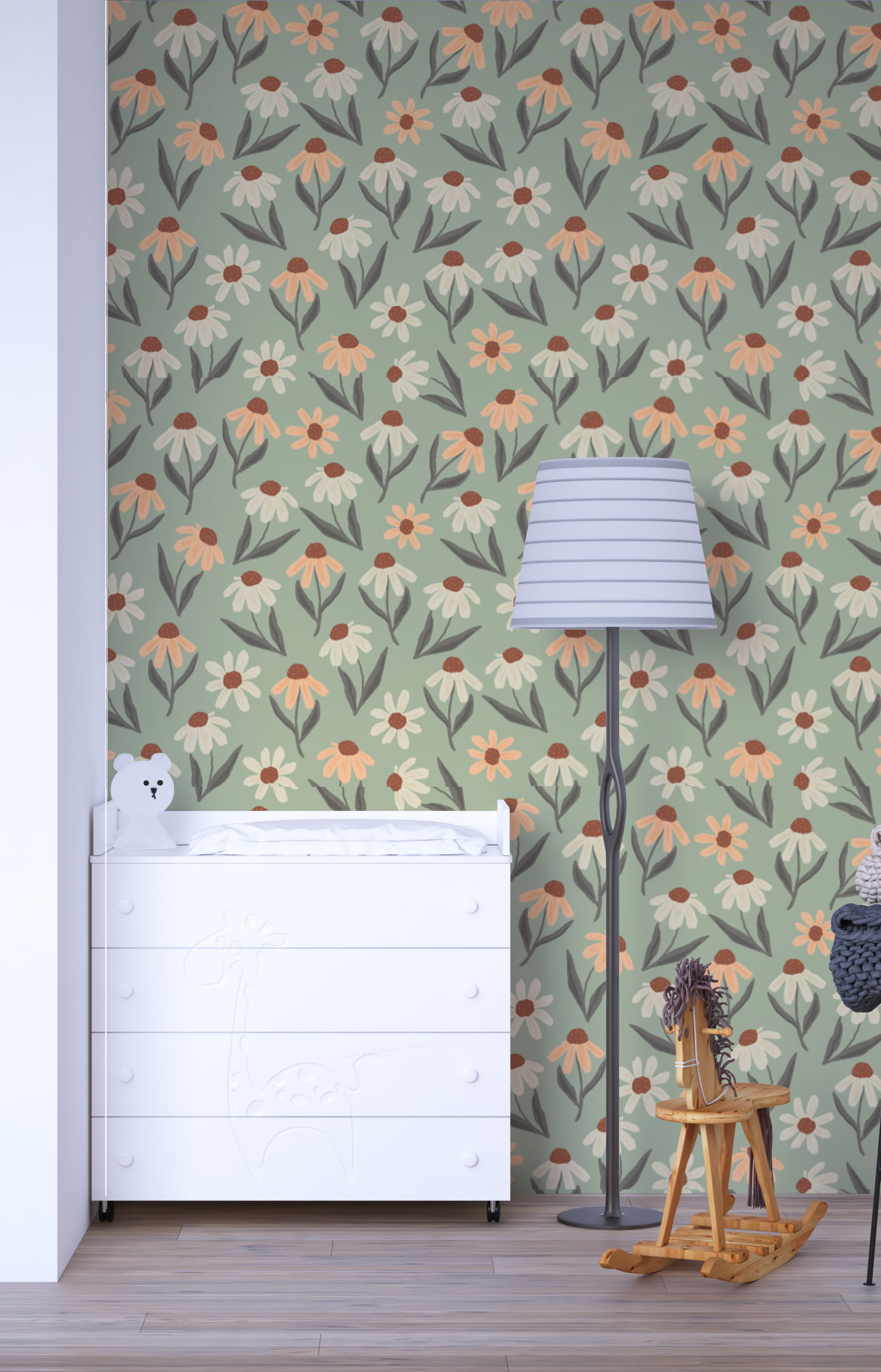 bloemen behang kinderkamer