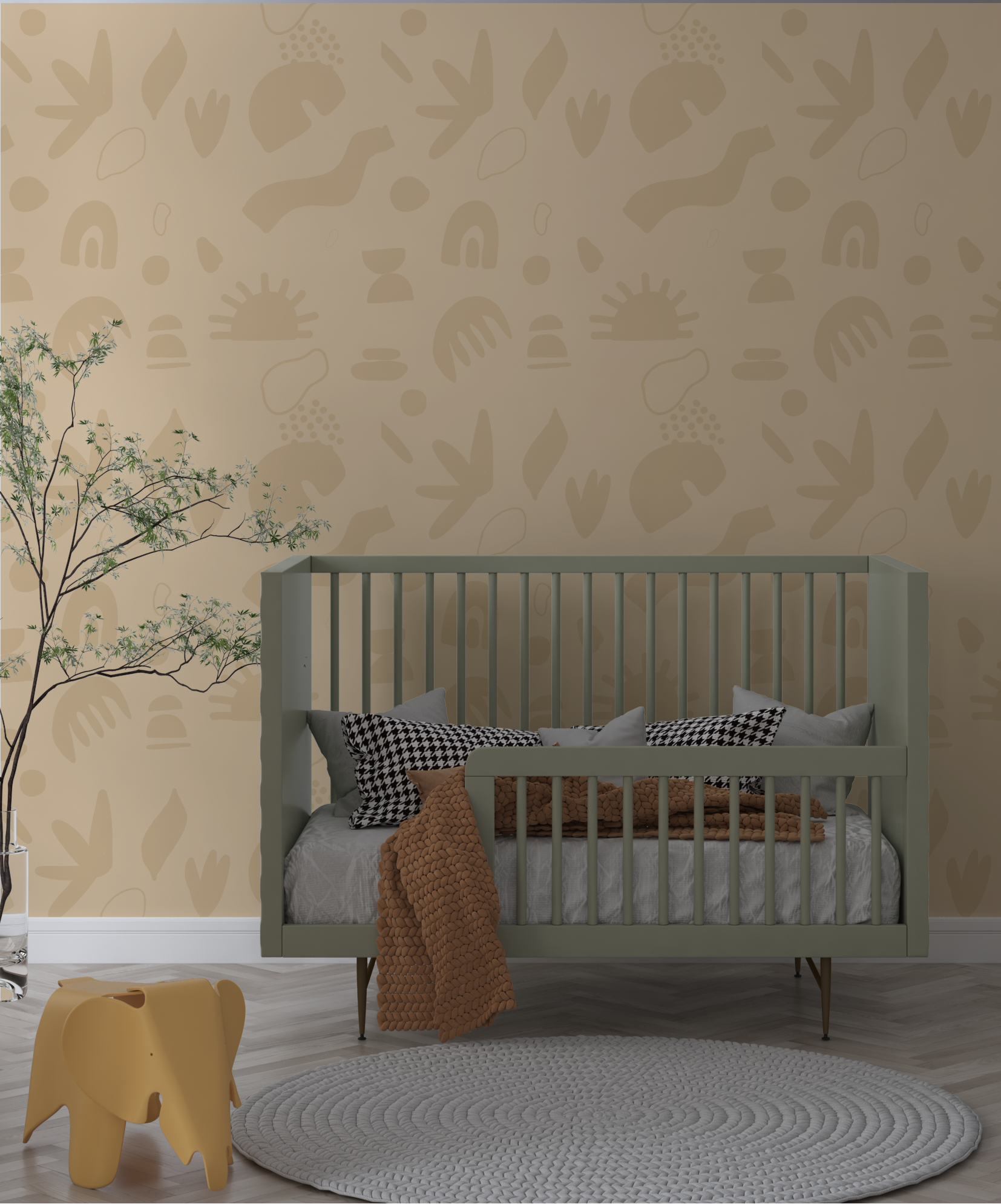 behang kinderkamer beige