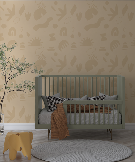 behang kinderkamer beige