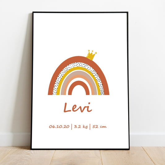 Regenboog met Kroontje – Gepersonaliseerde Poster (met Naam)