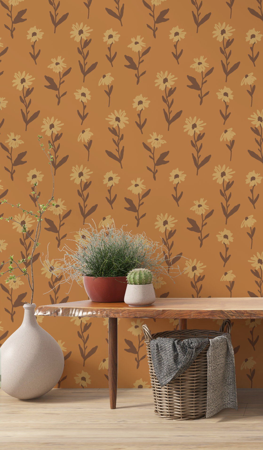 Retro Wallpaper flowers daisies