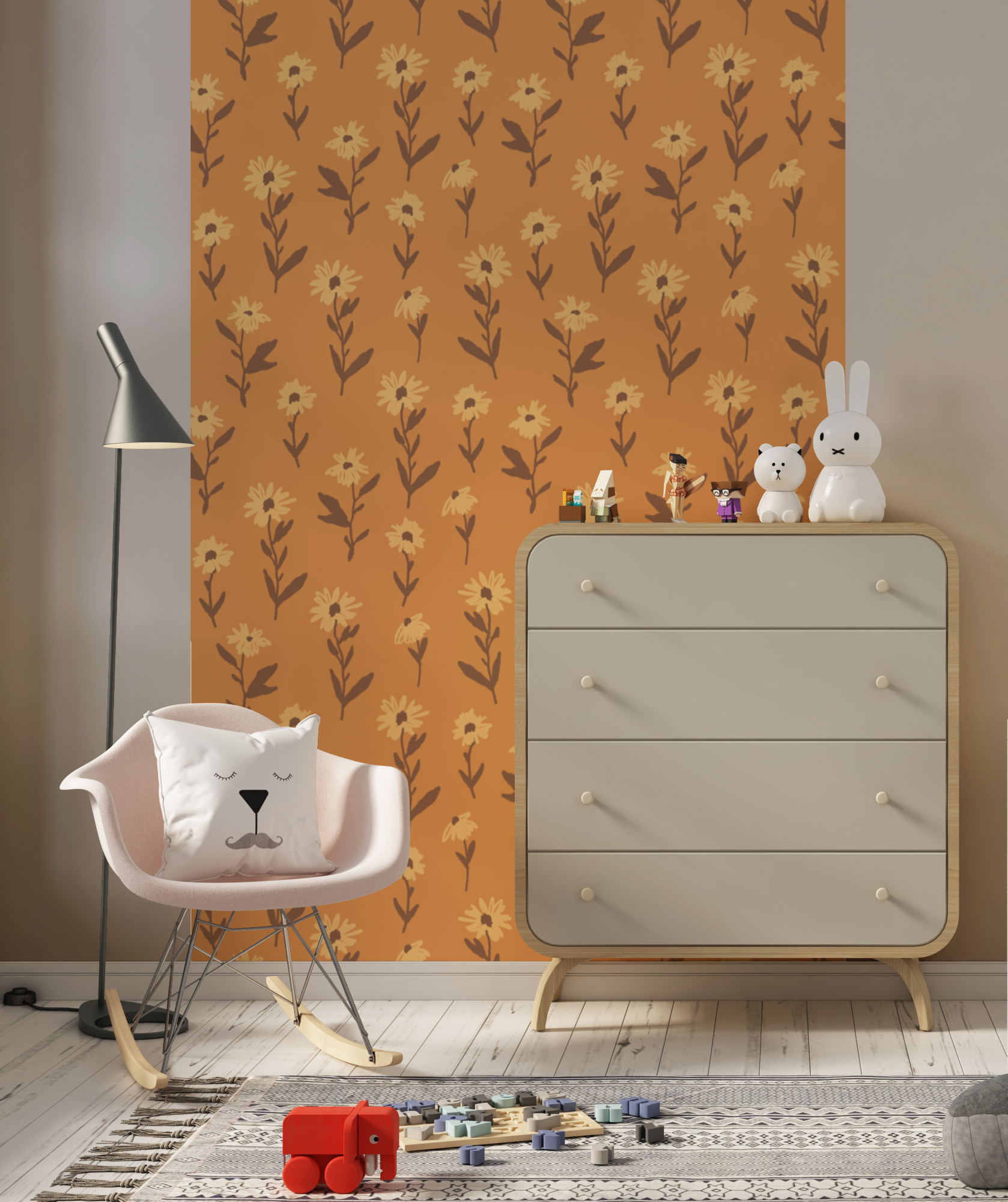 bloemen behang kinderkamer