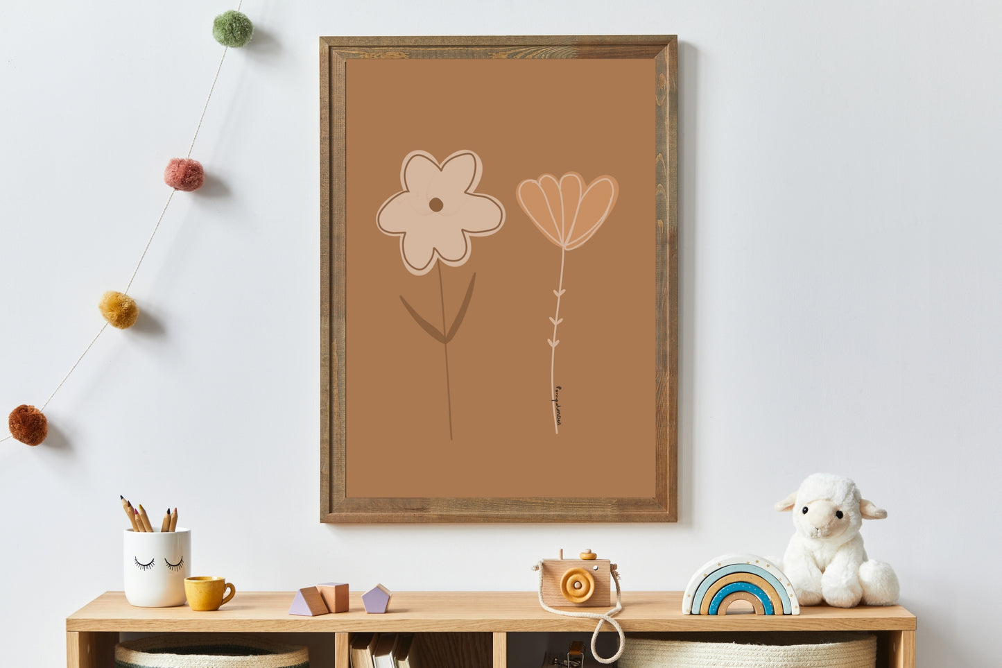 minimalistische bloemen - Poster kinderkamer