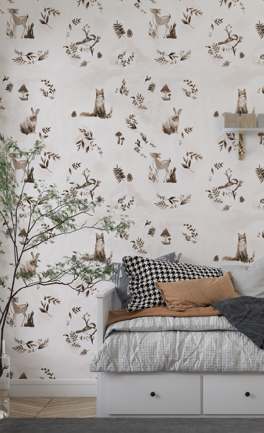 behang babykamer bos dieren