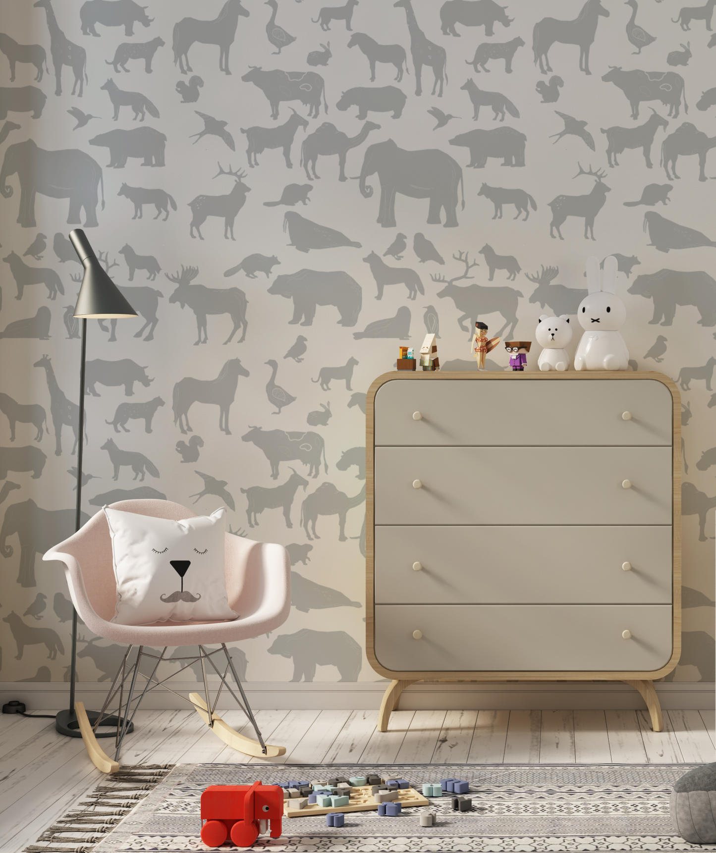 Dieren Behang Silhouet - Grijs