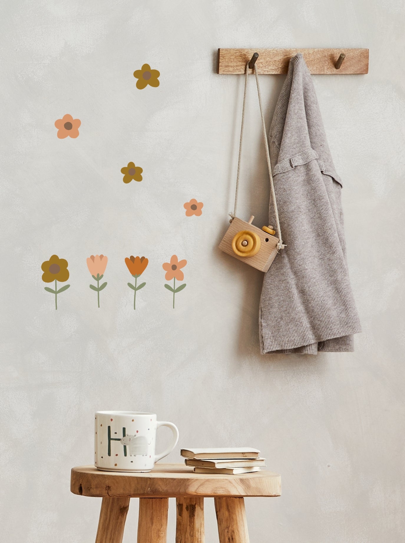 Retro bloemen - Muurstickers