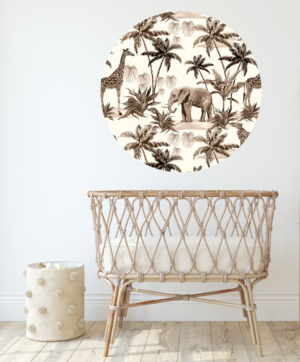 Jungle -Wallpaper circles Children's room Beige
