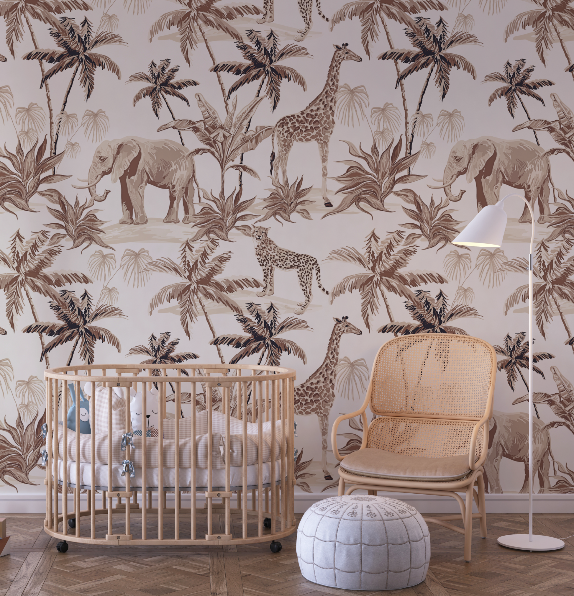jungle safari behang babykamer