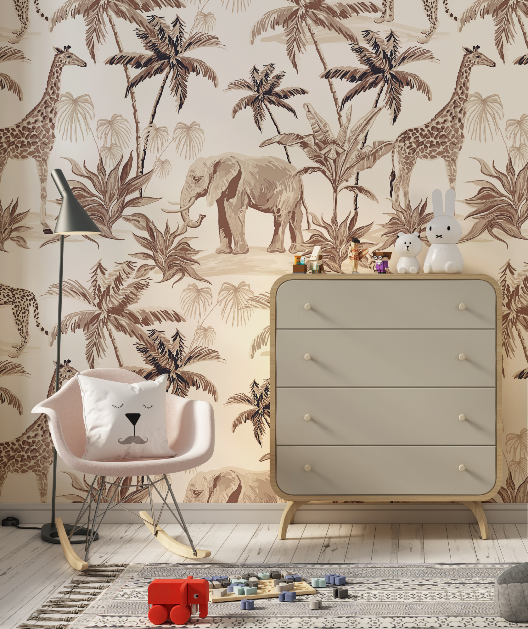 jungle dieren behang kinderkamer