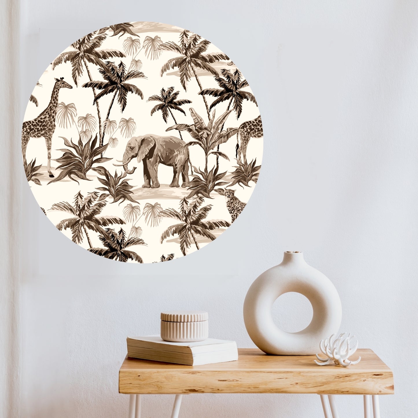 Jungle -Wallpaper circles Children's room Beige