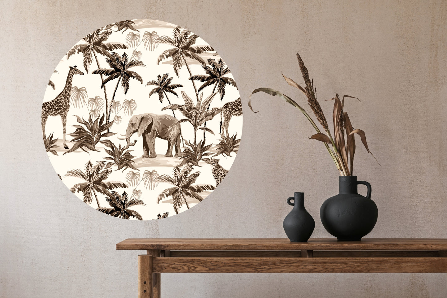 Jungle -Wallpaper circles Children's room Beige