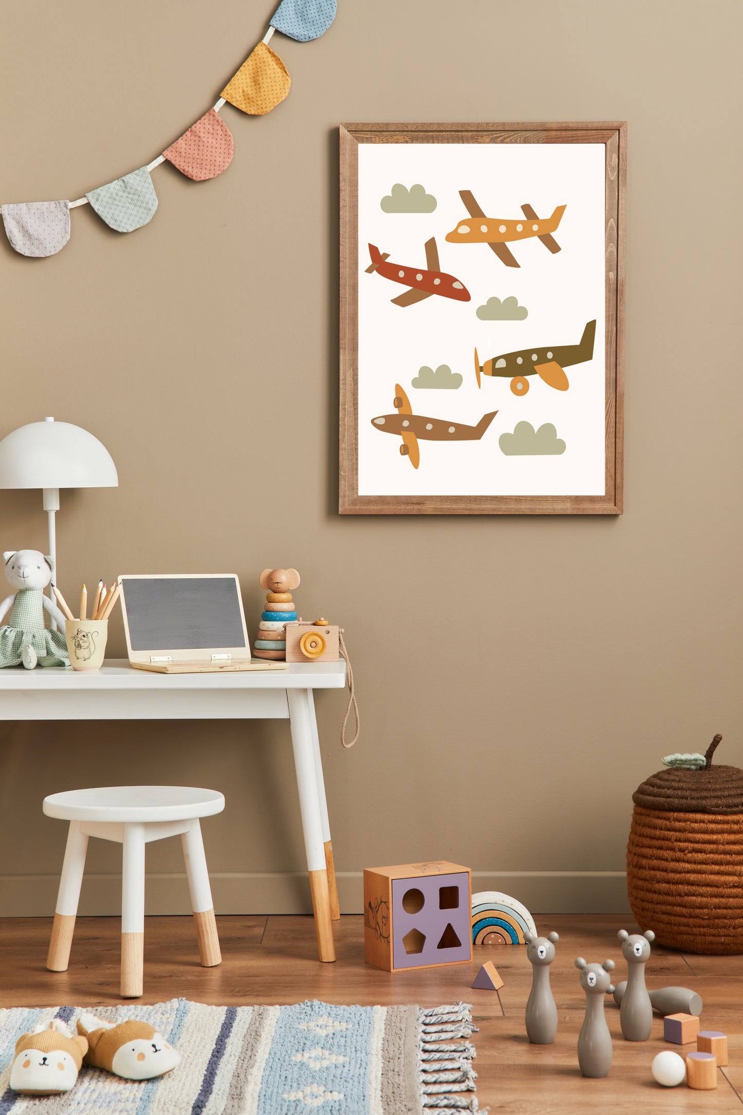 Retro vliegtuig - Kinderkamer Poster