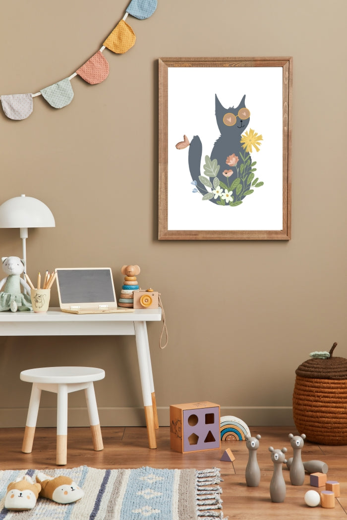 Babykamer Poster - Poesje in de Lente – Dieren poster