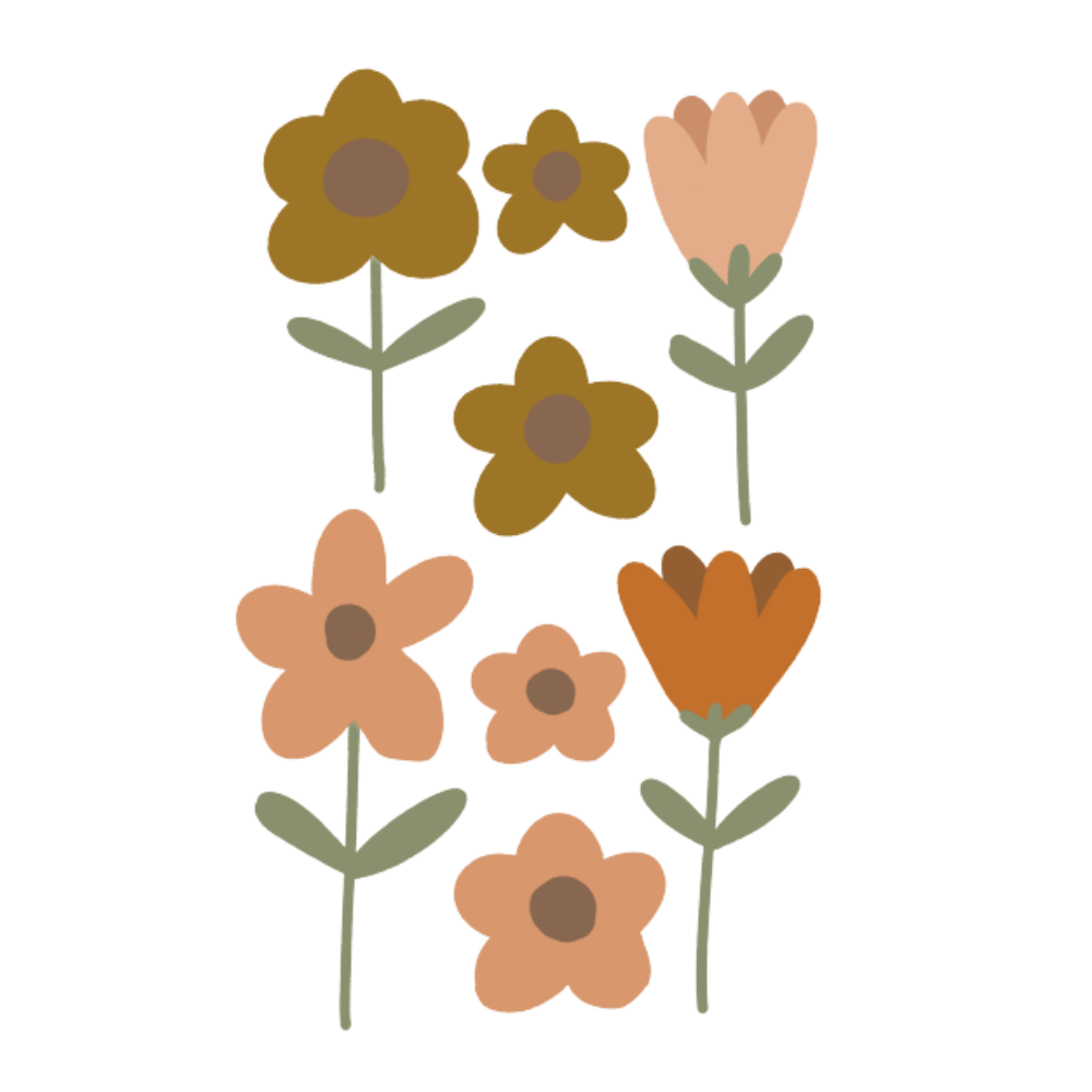 Retro bloemen - Muurstickers
