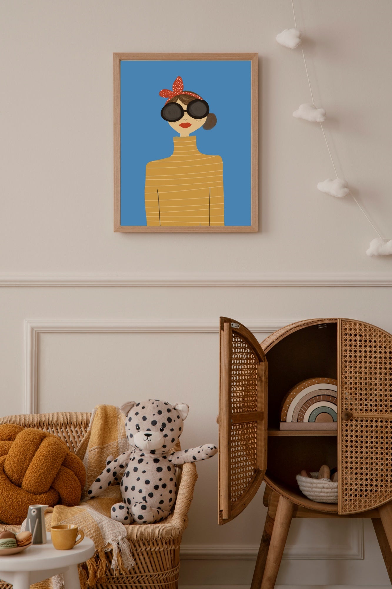 Het meisje met een zonnebril - kinderkamer poster