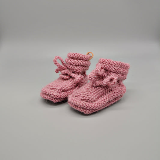 Baby slippers - Old pink - Knitted