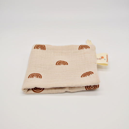 Square Hydrophilic pacifier cloth - Beige with rust rainbows