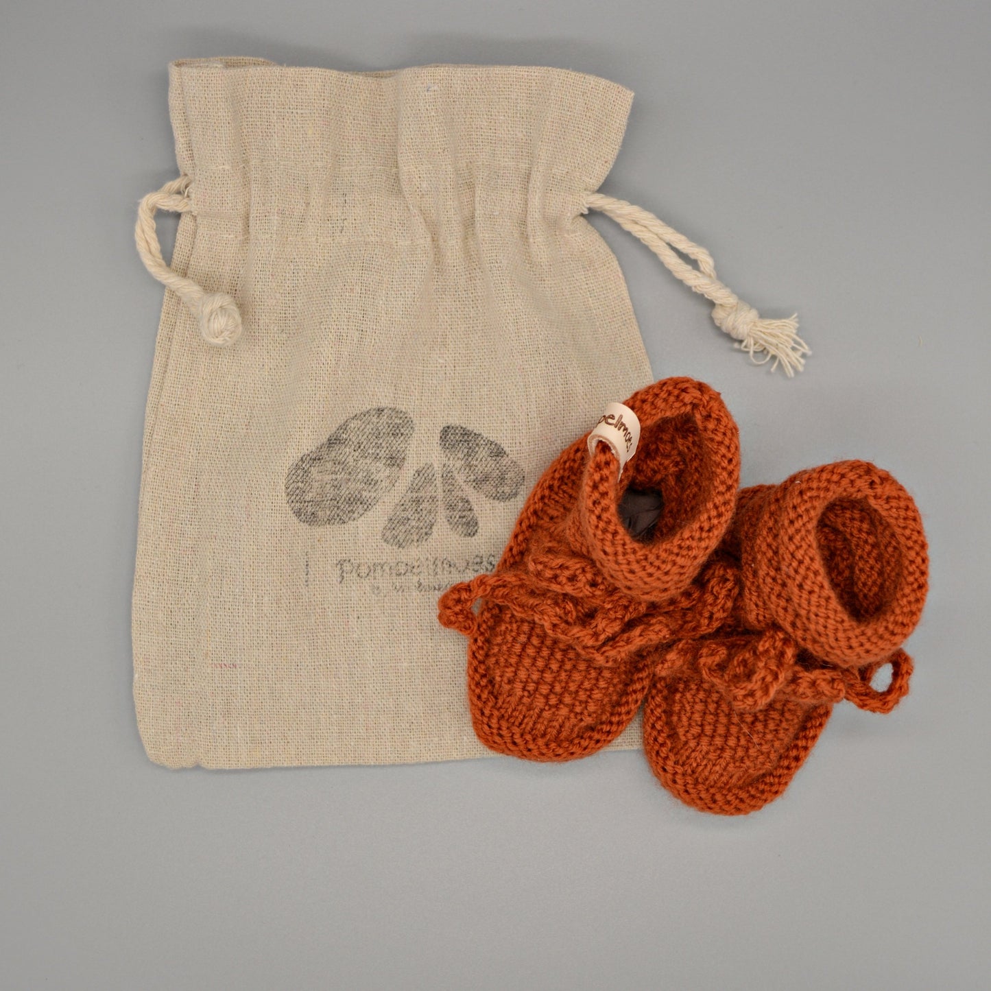 Grapefruit - Baby Shoes - Rust - Knitted