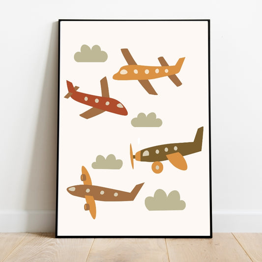 Retro vliegtuig - Kinderkamer Poster