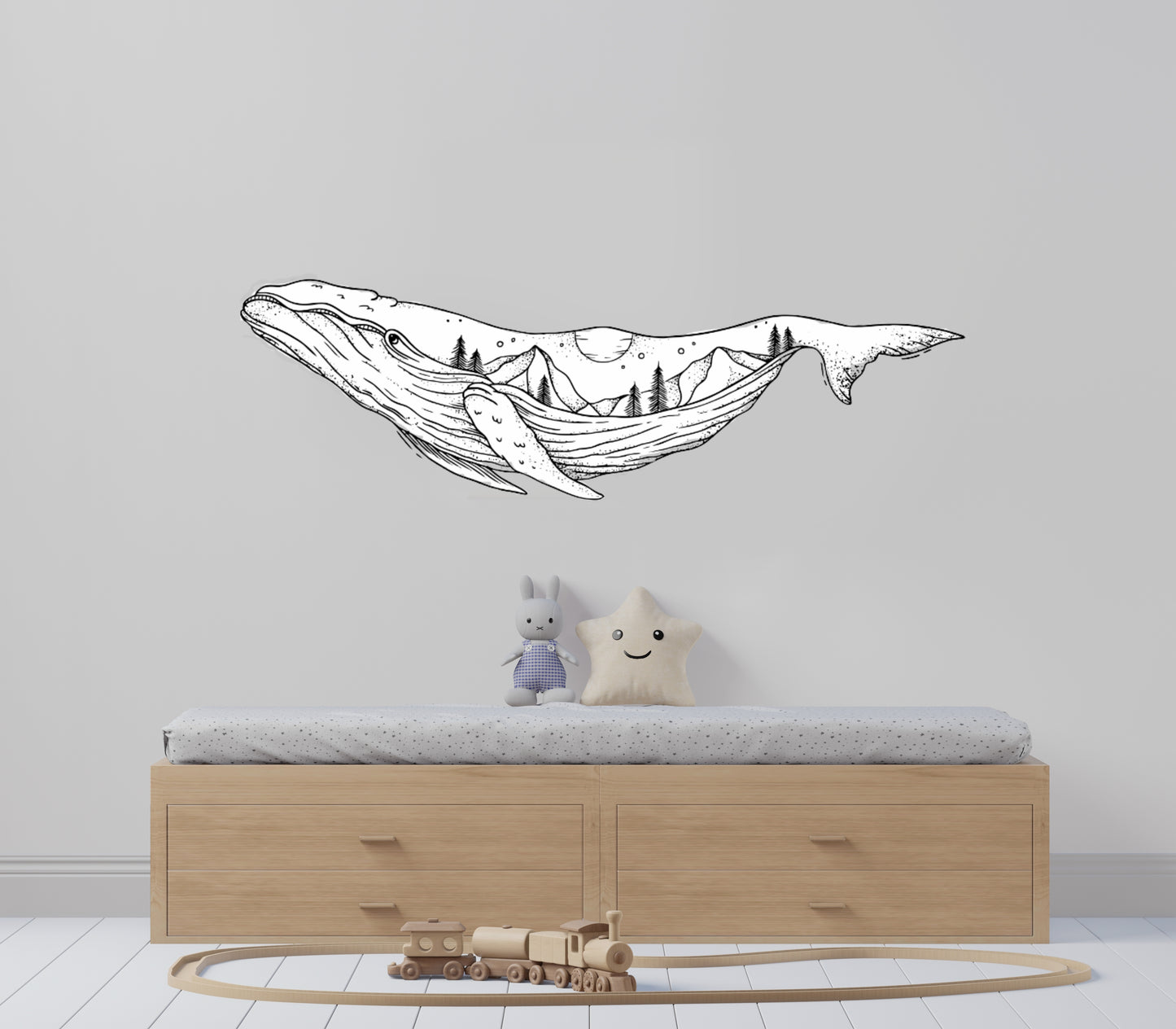 XL walvis - muursticker - kinderkamer