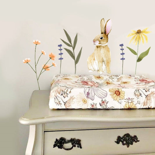 The hare among the wild flowers - Animal Wall Sticker