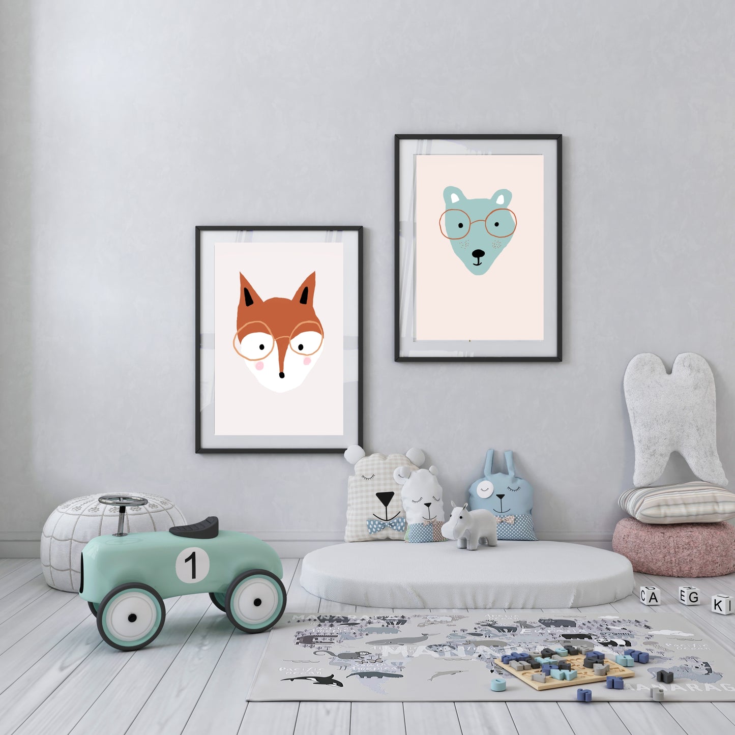 Cute fox - Animal poster baby room