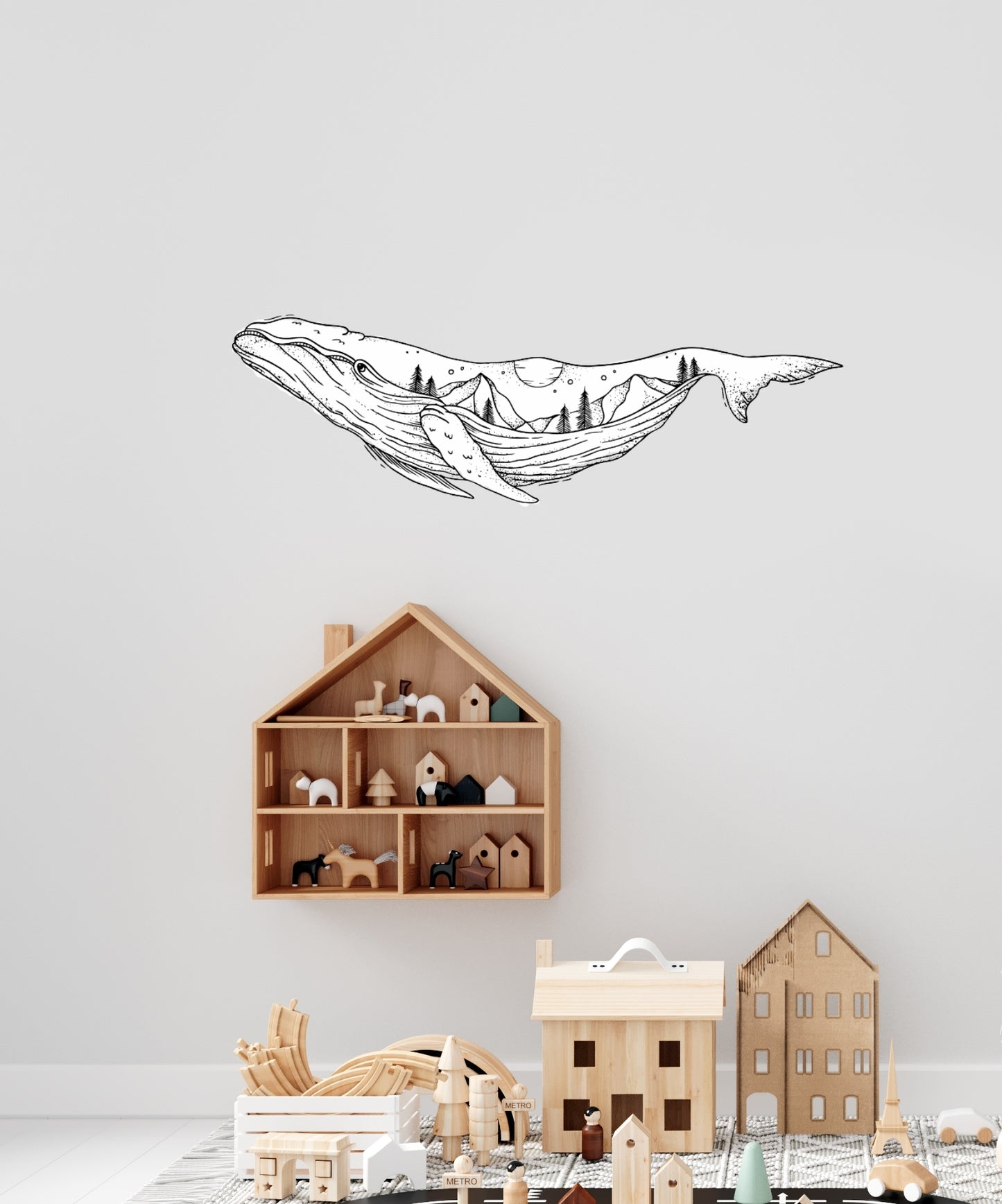 Baleine XL - sticker mural - chambre d'enfant