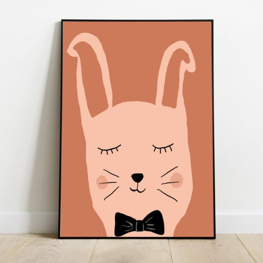 Rabbit - Rust &amp; Old Pink - Animal poster nursery