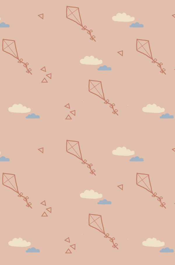 Kites Wallpaper Beige / Old Pink