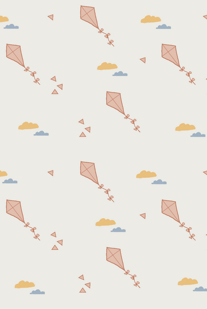 Kites Wallpaper Beige / Old Pink