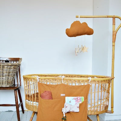 Boîte à musique nuage étoiles en bois - décoration chambre bébé - Cognac