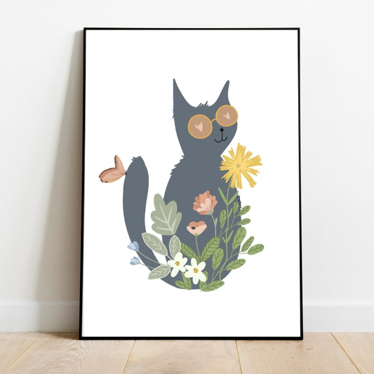 Kitty in the spring - Animal poster baby room