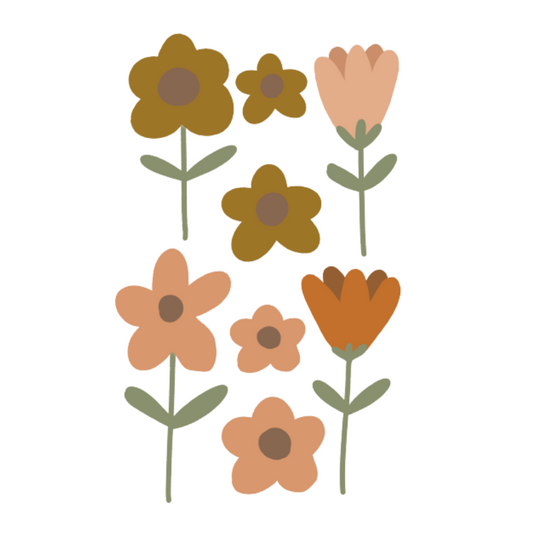 Retro bloemen - Muurstickers