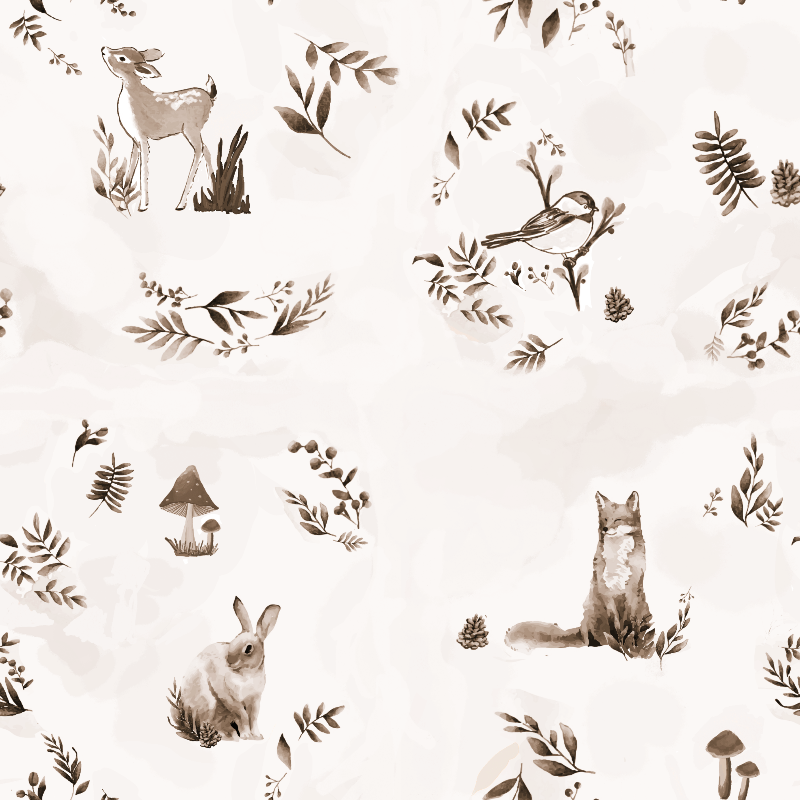 Wallpaper Forest Animals - Beige